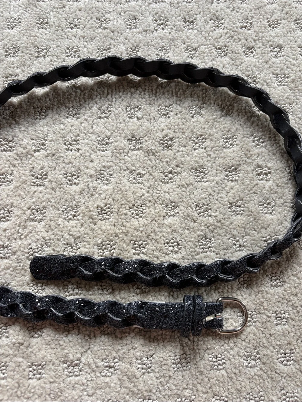 Glittery Black Braided Women's Fashion Belt - Stylish Accent for Dresses- Small